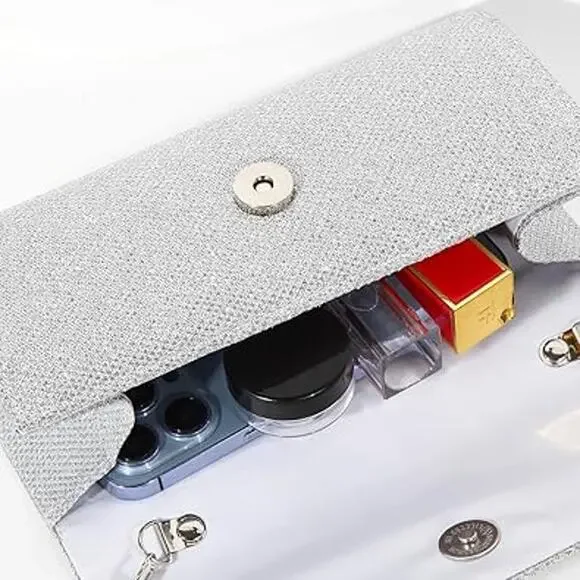 LovyoCoCo Womens Silver Evening Bag Clutch Purses Sparkling Party Handbag - Picture 3 of 6